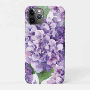 Funda Para iPhone 11 Pro Hortensia Morada Floral Acuarela Flor Lavanda en F