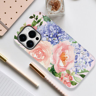 Funda Para iPhone 14 Pro Max De Case-Mate Hortensia Peonía Floral Flor de Primavera Azul Ros