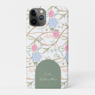 Funda Para iPhone 11 Pro Hortensia Pintada a Mano Grandmillennial Personali