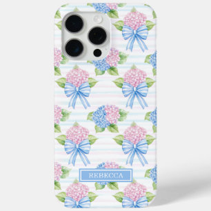 Funda Para iPhone 15 Pro Max Hortensias azules y rosadas 