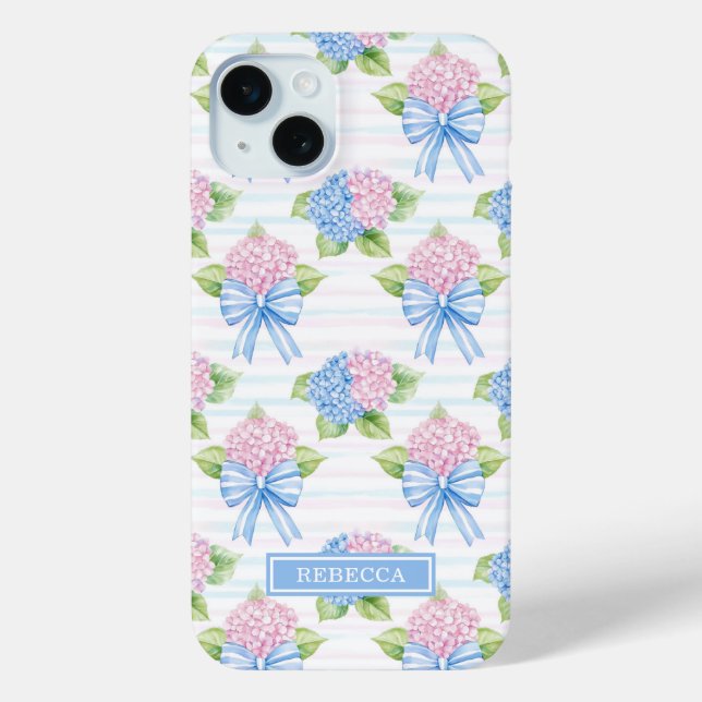 Funda De Case-Mate Para iPhone Hortensias azules y rosadas  (Reverso )