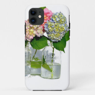 Funda Para iPhone 11 hortensias y frasco de mason