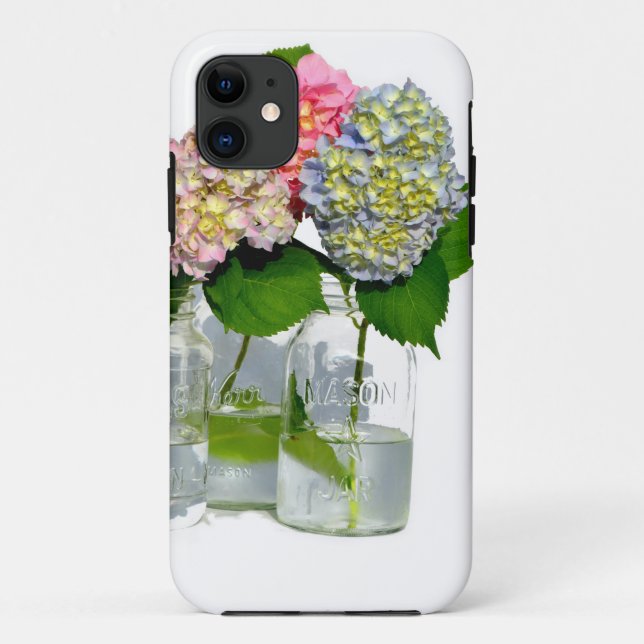 Funda De Case-Mate Para iPhone hortensias y frasco de mason (Reverso)