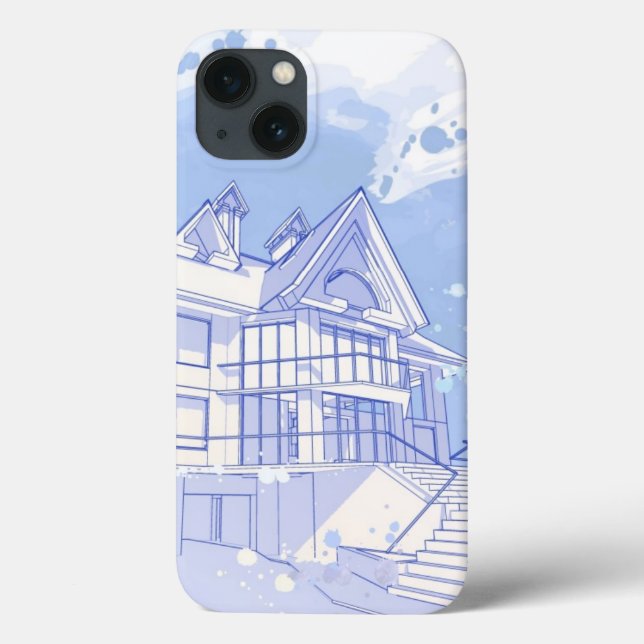 Funda De Case-Mate Para iPhone house: watercolor draw (Reverso)