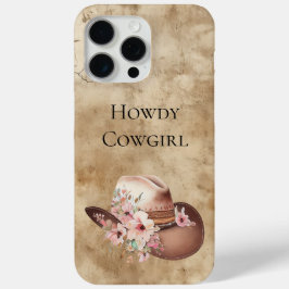 Funda Para iPhone 15 Pro Max Howdy Cowgirl Gorra floral rosa Moda occidental