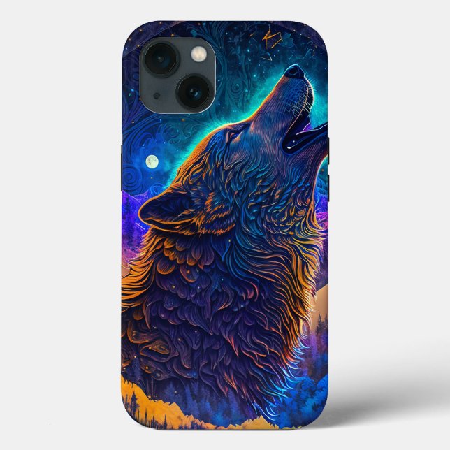 Funda De Case-Mate Para iPhone Howling Wolf Surreal Fantasy (Reverso )