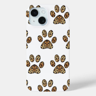 Funda Para iPhone 15 Huella de garra con brillo de leopardo dorado y ne