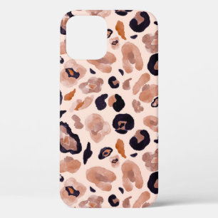 Funda Para iPhone 12 Huella de leopardo, sin costuras, de fondo beige.