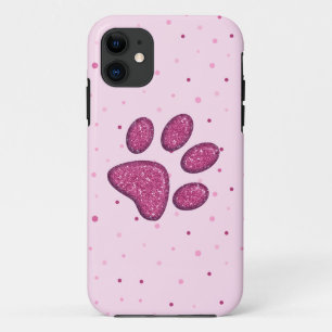 Funda Para iPhone 11 huella de pata de gato brillante - rosa