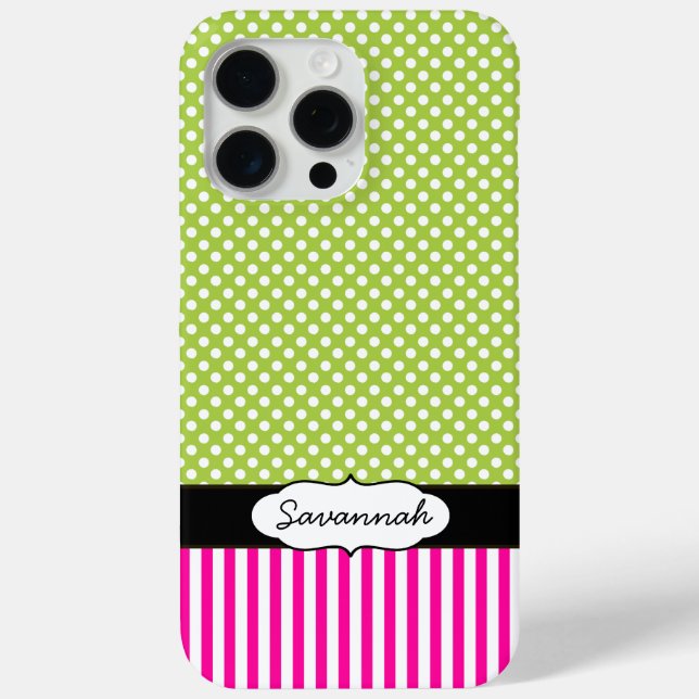 Funda De Case-Mate Para iPhone Huella rosa de Punto de Polka Peapod Personalizada (Reverso )