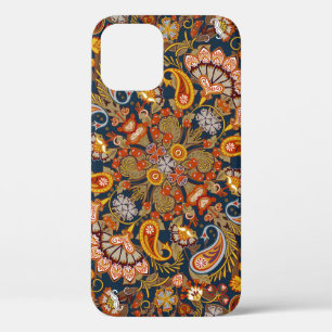 Funda Para iPhone 12 Huellas de paisley vintage, pañuelo de cuello de s