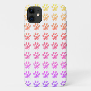 Funda Para iPhone 11 Huellas de patas multicolores sobre blanco
