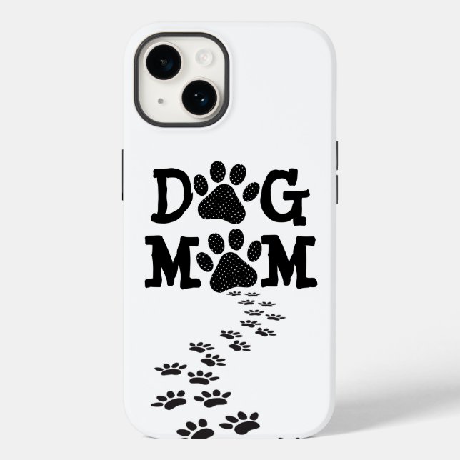 Funda De Case-Mate Para iPhone Huellas MOM de Polka Dot DOG (Reverso )