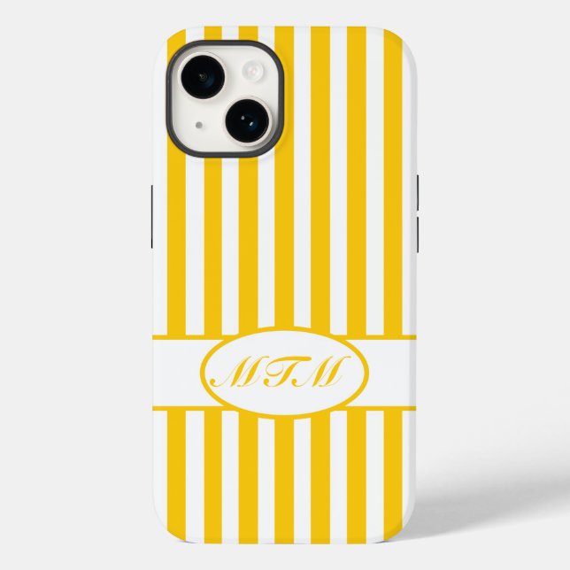 Funda De Case-Mate Para iPhone Huellas otoñales de mostaza con monograma (Reverso )