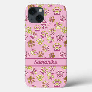 Funda Para iPhone 13 Huellas Rosadas Coloridas Personalizadas