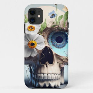 Funda Para iPhone 11 Huesos botánicos y cráneo floral botánico