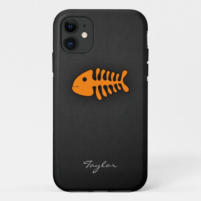 Funda De Case-Mate Para iPhone Huesos de peces naranja (Reverso)