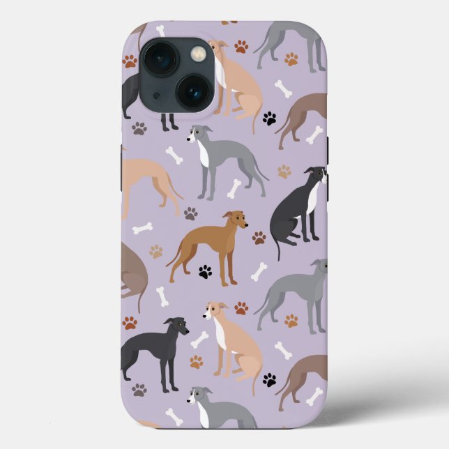 Funda De Case-Mate Para iPhone Huesos y patas de perro de Greyhound (Reverso )