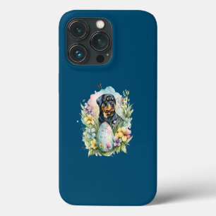 Funda Para iPhone 13 Pro Huevo de Pascua Rottweiler Perro, Rottweiler Feliz