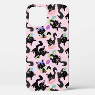 Funda Para iPhone 12 Huevos de Pascua Gato Negro Dueño de Mascotas Aman