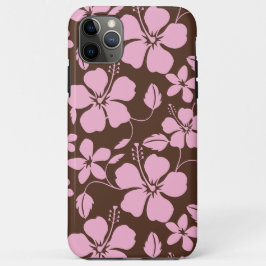 FUNDA PARA iPhone 11 PRO MAX HULA HAWAIANA (HIBISCO) MARRÓN/ROSA