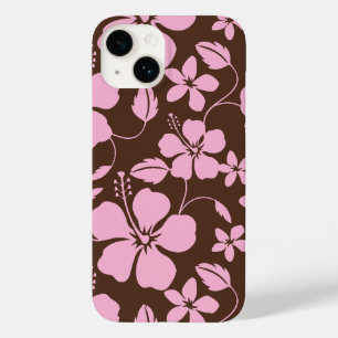 FUNDA PARA iPhone 14 DE Case-Mate HULA HAWAIANA (HIBISCO) MARRÓN/ROSA