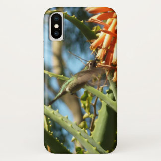 Funda Para iPhone X Hummingbird de color negro en vuelo