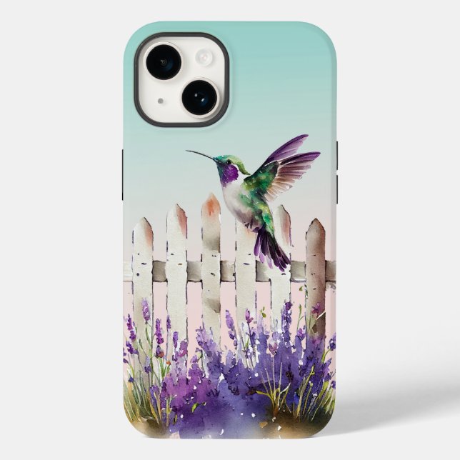Funda De Case-Mate Para iPhone Hummingbird Lavender Floral (Reverso )