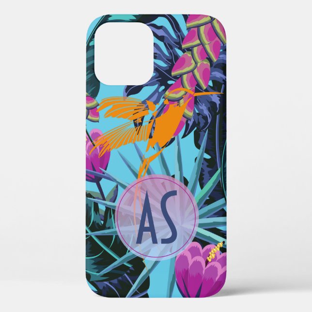 Funda De Case-Mate Para iPhone Hummingbird Monograma Tropical (Reverso )