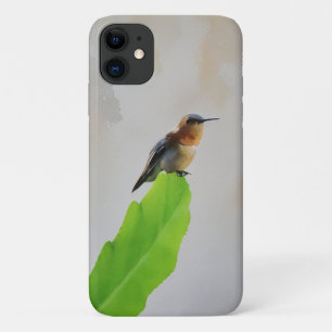 Funda Para iPhone 11 Hummingbird on Cactus Paddle Watercolor Style Art