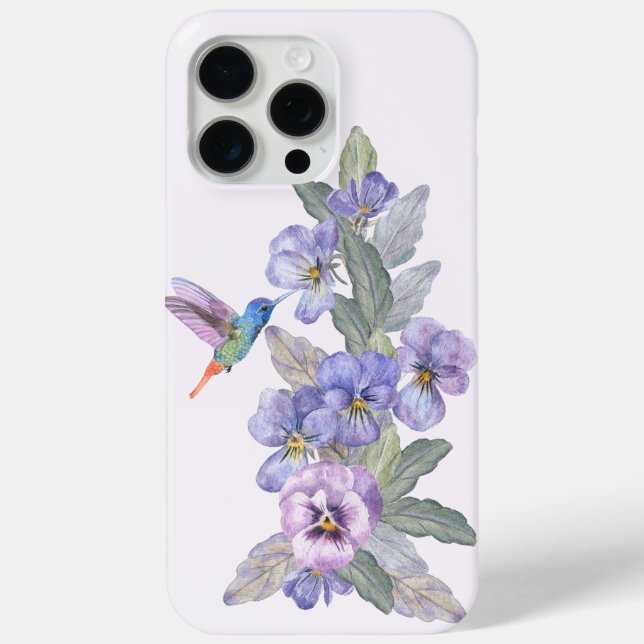Funda De Case-Mate Para iPhone Hummingbird y Pansies (Reverso )