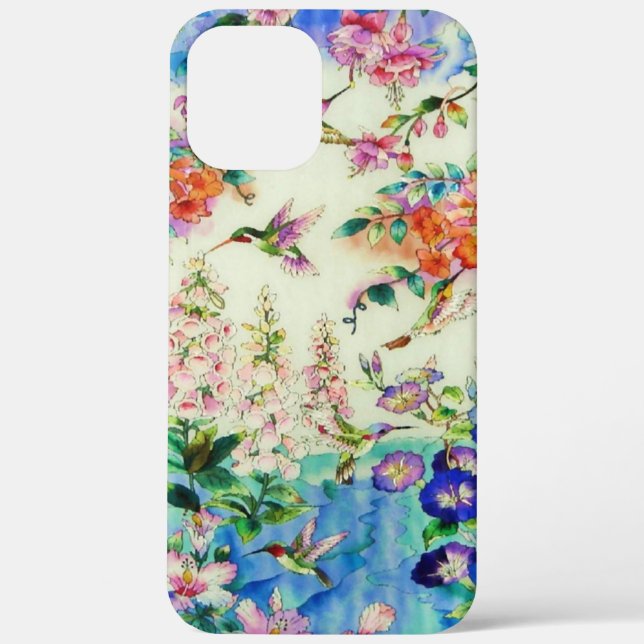 Funda De Case-Mate Para iPhone Hummingbirds y Flores (Reverso )