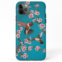 Hummingbirds y flores de estilo vintage