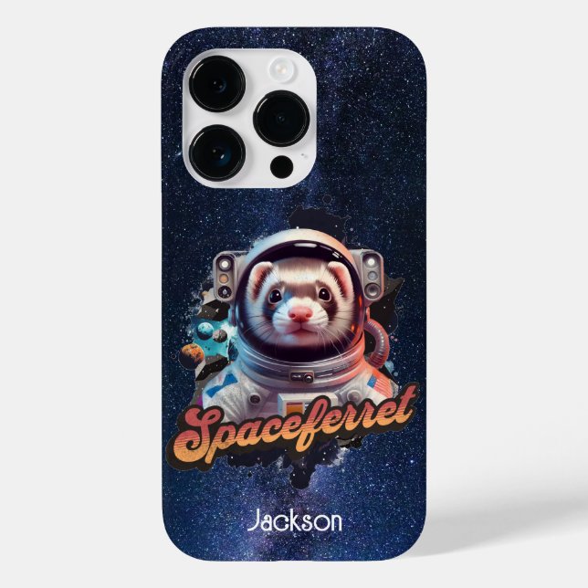 Funda De Case-Mate Para iPhone Hurón en traje espacial y estrellas (Reverso )