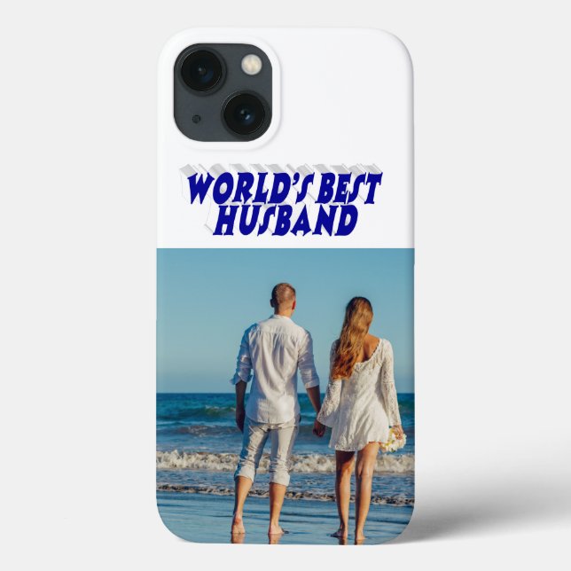 Funda De Case-Mate Para iPhone Husband Photo with blue text   (Reverso)