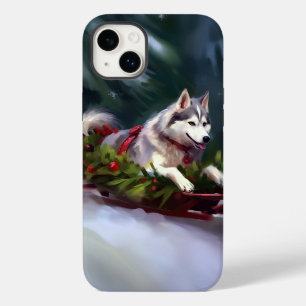 Funda Para iPhone 14 Plus De Case-Mate Husky siberiano Navidad nieve invierno