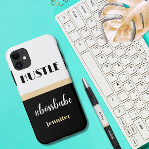 Funda Para iPhone 11 Hustle Babe, jefe del casco blanco negro personali