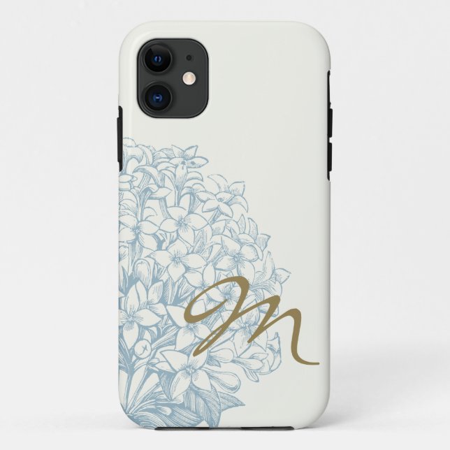 Funda De Case-Mate Para iPhone Hydrangea con monograma (Reverso)