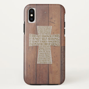 Funda Para iPhone XS I Corintios 13 Capítulo del Amor Cruz de Madera Rú