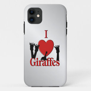 Funda Para iPhone 11 I Heart Giraffes Silver