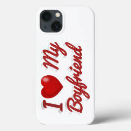 Funda Para iPhone 13 I Love My Boyfriend cute red text iPhone Case