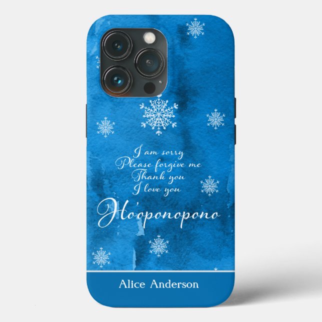Funda De Case-Mate Para iPhone Ice Blue Ho'oponopono y copo de nieve personalizad (Reverso )
