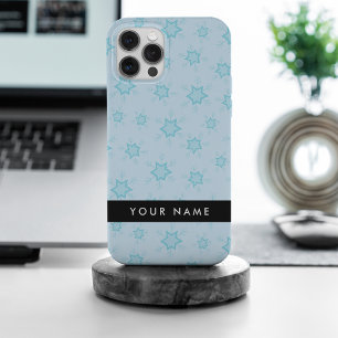 Funda Para iPhone 15 Pro Max Ice Blue Snowflakes, su nombre, Personalice