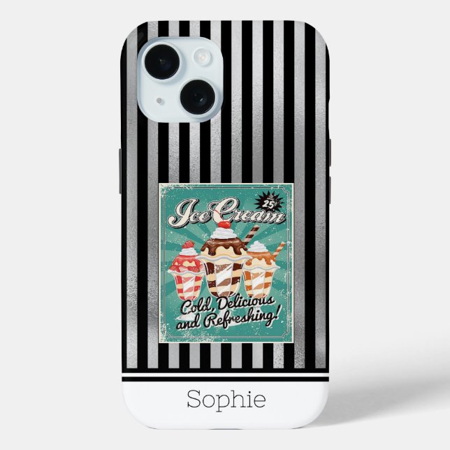 Funda De Case-Mate Para iPhone Ice Cream Retro Samsung (Reverso )