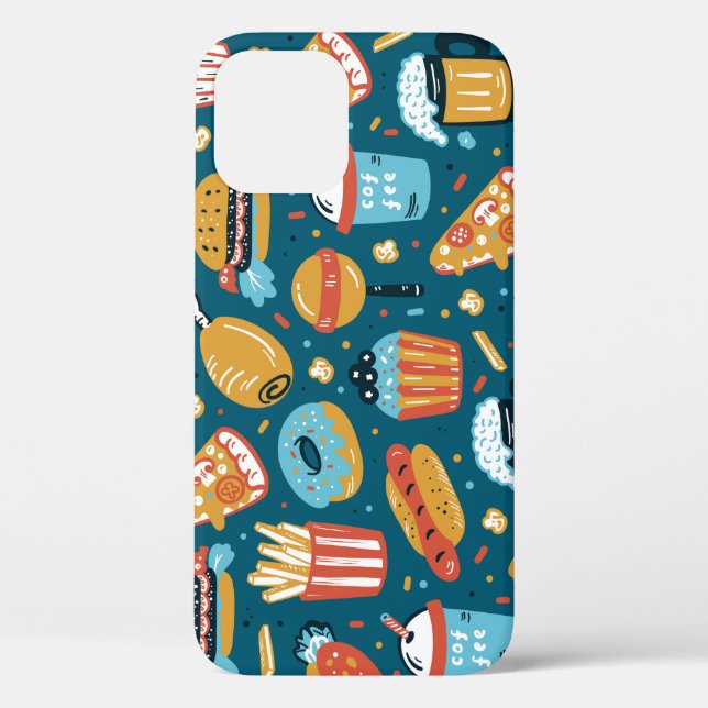 Funda De Case-Mate Para iPhone Iconos de comida rápida: Doodles antiguos (Reverso )