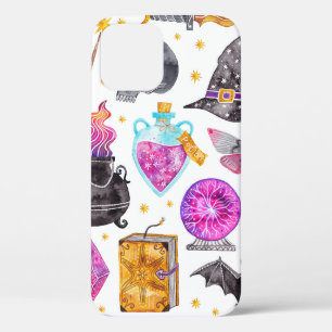 Funda Para iPhone 12 Iconos de magia de acuarela. Dibujado a mano, gara