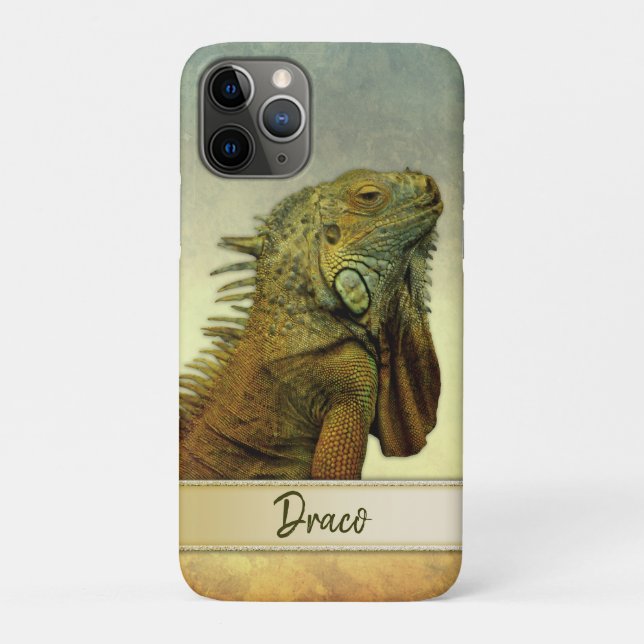 Funda De Case-Mate Para iPhone Iguana verde personalizada (Reverso)