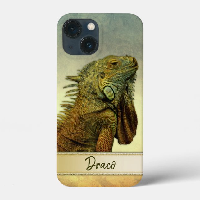 Funda De Case-Mate Para iPhone Iguana verde personalizada (Reverso )