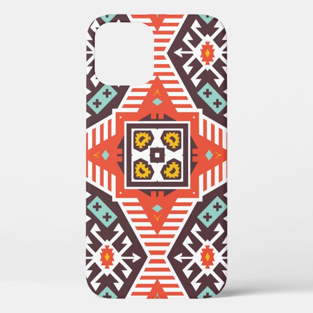 Funda De Case-Mate Para iPhone Ikat Aztec: Textura de rayas étnicas (Reverso )