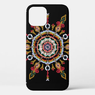 Funda Para iPhone 12 Ikat Damask Red Green Vintage